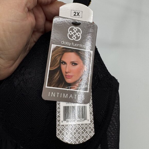 Daisy Fuentes 2X Black Full Figure Push-Up Lace & Mesh Babydoll Lingerie baby do - Picture 4 of 12